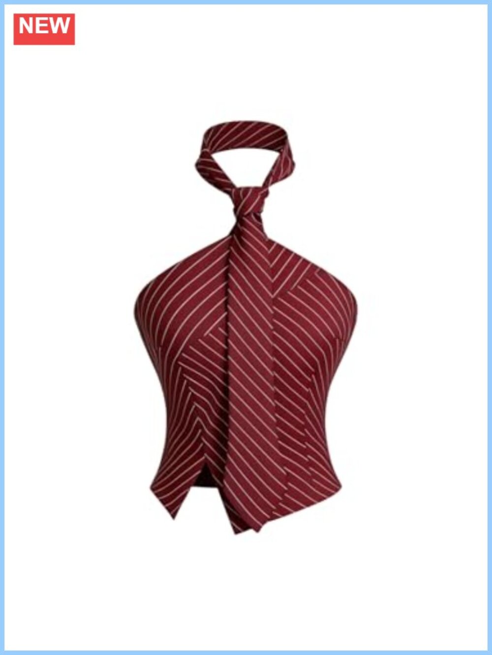Striped Halter Crop Tank Top Backless Asymmetrical Slim Fit
